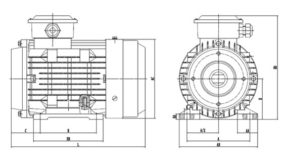皖南电机-YYVF2汽车电机安装尺寸图 皖南电机-YYVF2汽车电机安装尺寸图